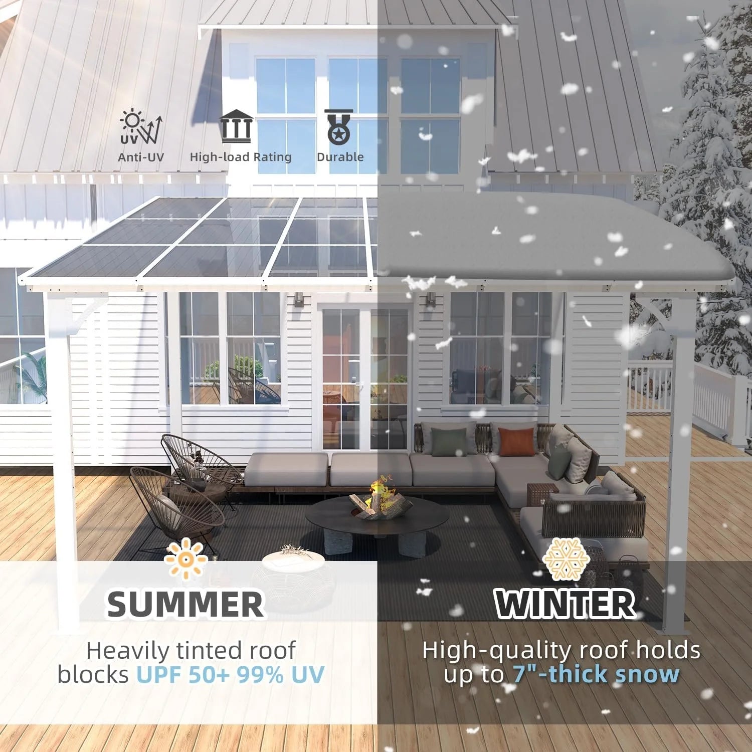 Aecojoy 12 ft x 12 ft White Aluminum Pergola with Canopys