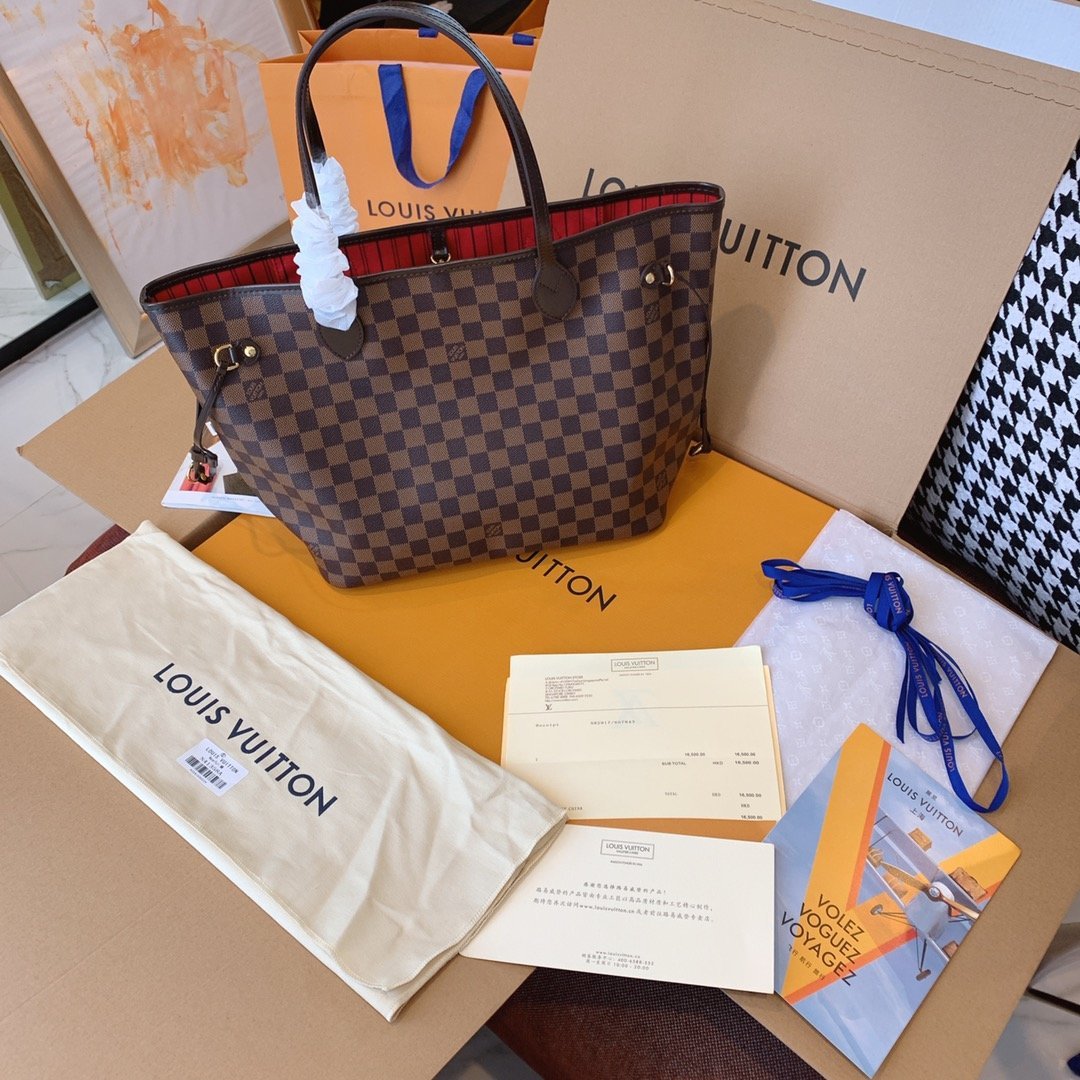 Pre-Loved LV NEVERFULL MM Damier Ebene Tote