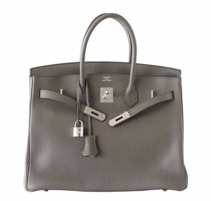 Hermes Birkin 35 Etain Clemence Leather Palladium Hardware