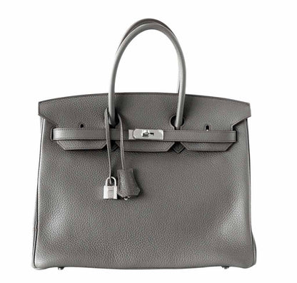 Hermes Birkin 35 Etain Clemence Leather Palladium Hardware