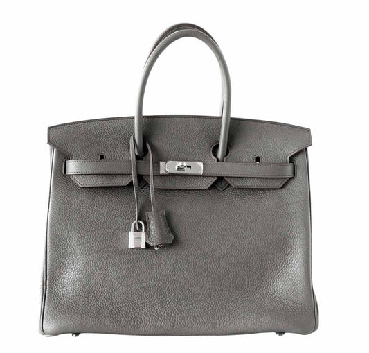 Hermes Birkin 35 Etain Clemence Leather Palladium Hardware
