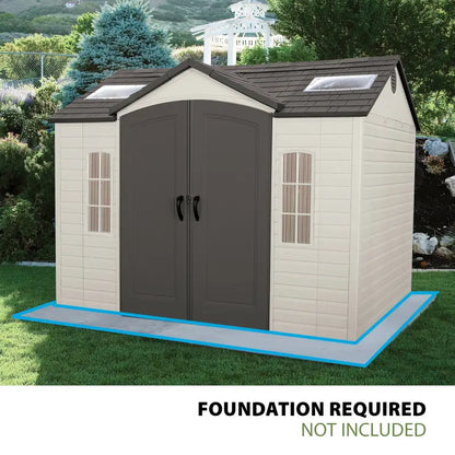 Lifetime Lockable Polyethylene Outdoor Storage Shed, 10′ x 8′, Tan &amp; Browns (60005)
