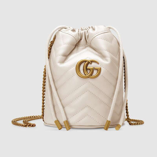 Gucci GG Marmont Mini Bucket Bag White
