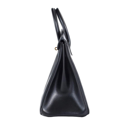 Hermes HAC 32 Black Box Calf Leather Gold Hardware