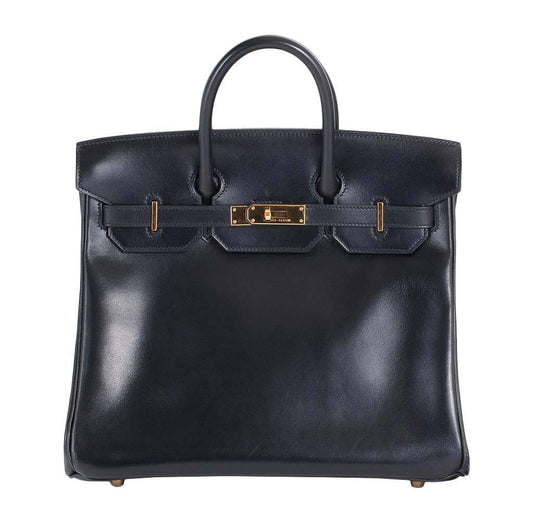 Hermes HAC 32 Black Box Calf Leather Gold Hardware