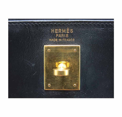 Hermes Kelly 35 Black Box Calf Leather Gold Hardware