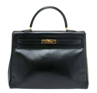 Hermes Kelly 35 Black Box Calf Leather Gold Hardware