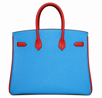 Hermes Birkin 35 Special Order Vert Anis Rouge Garrance Blue Jean Togo Leather Palladium Hardware