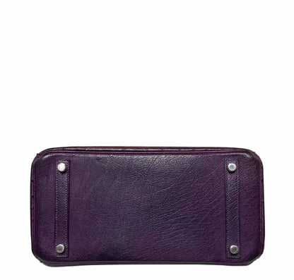 Hermes Birkin 30 Raisin Ostrich Leather Palladium Hardware