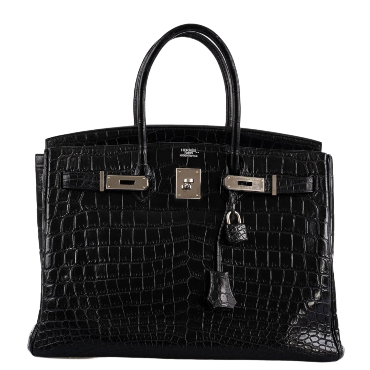 Hermes Birkin 35 Matte Black Nilo Crocodile with Palladium Hardware - 2011, O Square