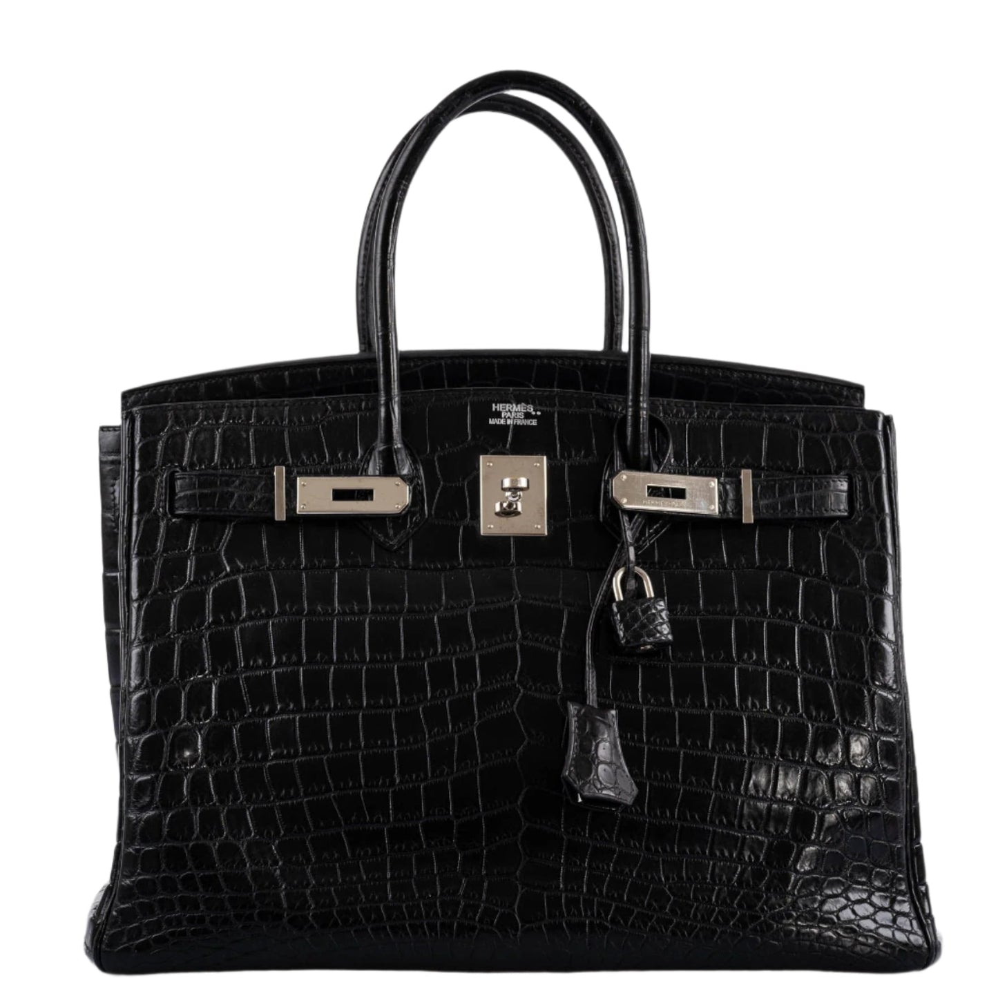 Hermes Birkin 35 Matte Black Nilo Crocodile with Palladium Hardware - 2011, O Square