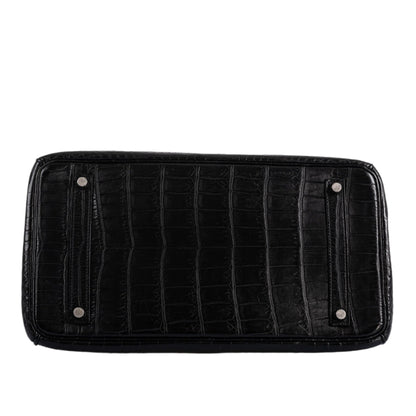 Hermes Birkin 35 Matte Black Nilo Crocodile with Palladium Hardware - 2011, O Square