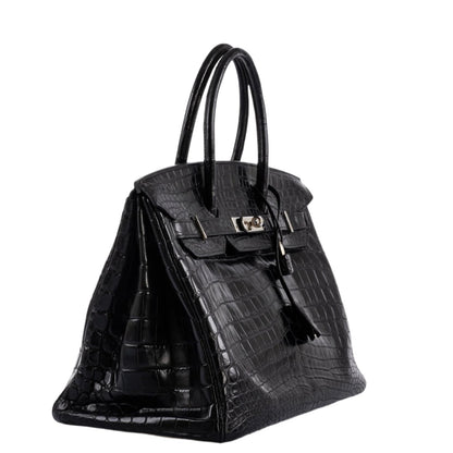 Hermes Birkin 35 Matte Black Nilo Crocodile with Palladium Hardware - 2011, O Square