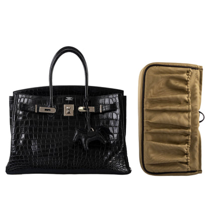 Hermes Birkin 35 Matte Black Nilo Crocodile with Palladium Hardware - 2011, O Square