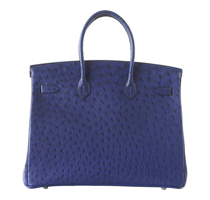Hermes Birkin 35 Blue Iris Ostrich Palladium Hardware