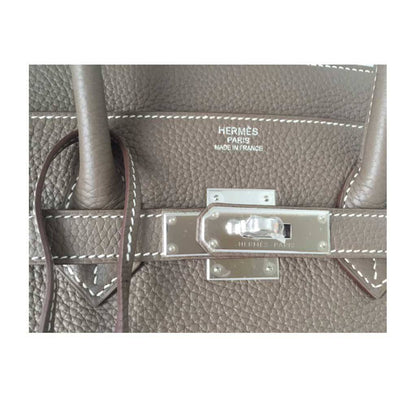 Hermes Birkin 35 Etoupe Taurillon Clemence Leather Palladium Hardware