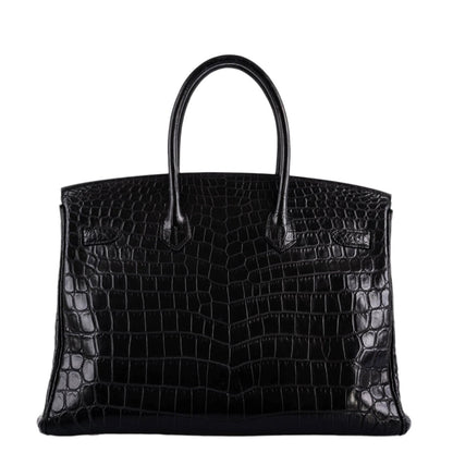 Hermes Birkin 35 Matte Black Nilo Crocodile with Palladium Hardware - 2011, O Square