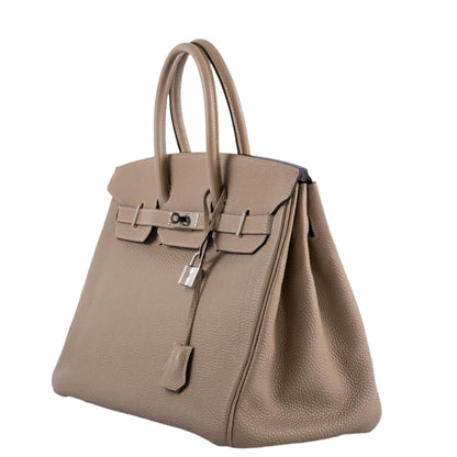 Hermes Birkin 35 Gris Tourterelle Togo with Palladium Hardware - 2009, M Square