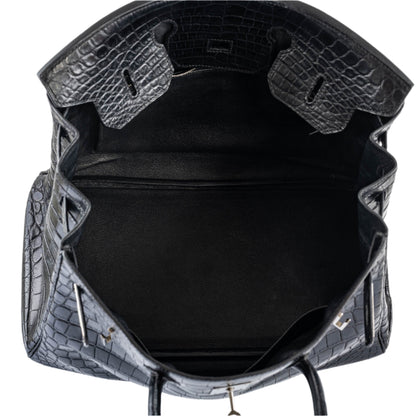 Hermes Birkin 35 Matte Black Nilo Crocodile with Palladium Hardware - 2011, O Square
