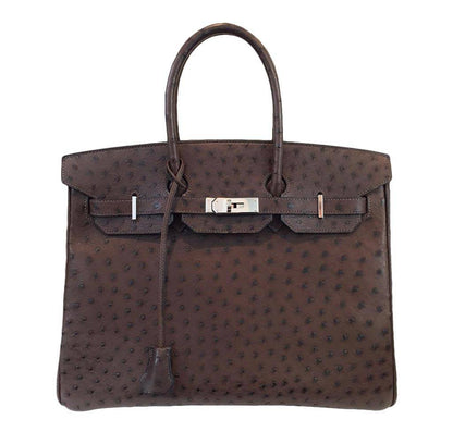 Hermes Birkin 35 Marron Fonce Ostrich Palladium Hardware
