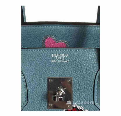 Hermes Birkin 35 Mickey Mouse Ciel Togo Leather Palladium Hardware
