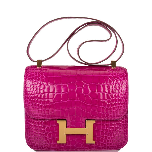 Hermes Constance 24 Rose Scheherazade Alligator