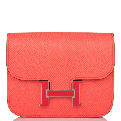 Hermes Constance Slim Wallet Rose Texas Epsom