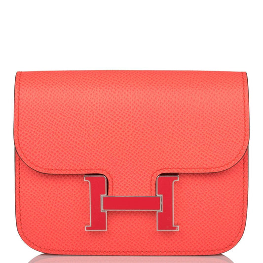 Hermes Constance Slim Wallet Rose Texas Epsom