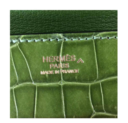 Hermes Goodlock Clutch Pelouse Porosus Crocodile Gold Hardware