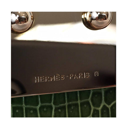 Hermes Goodlock Clutch Pelouse Porosus Crocodile Gold Hardware
