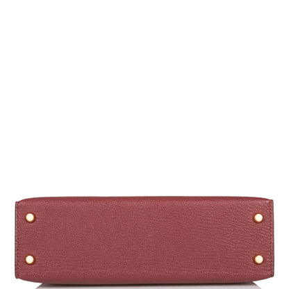 Hermes Rouge H Chevre Sellier Kelly 20cm Gold Hardware
