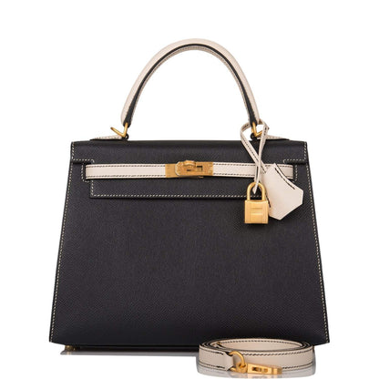 Hermes Kelly 25 Bi-Color Black Craie
