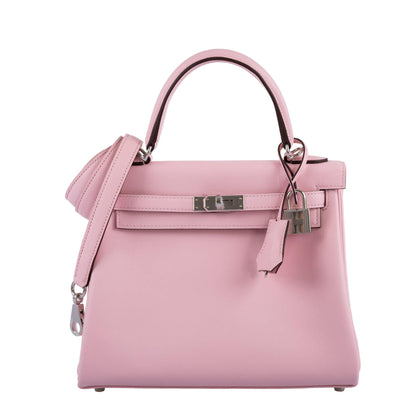 Hermes Kelly 25 Retourne Rose Sakura Swift leather Palladium Hardware - 2019, D