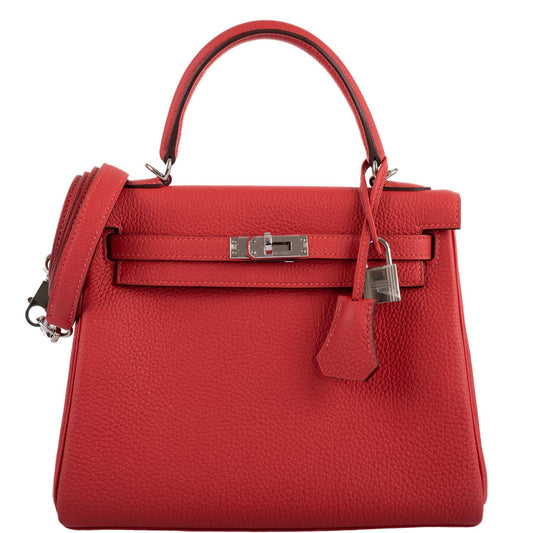 Hermes Kelly 25 Retourne Rouge Pivoine Togo