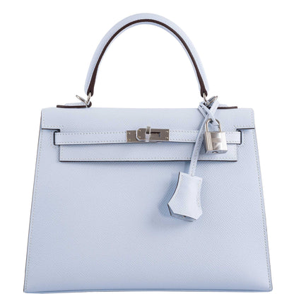 Hermes Kelly 25 Sellier Blue Brume Epsom