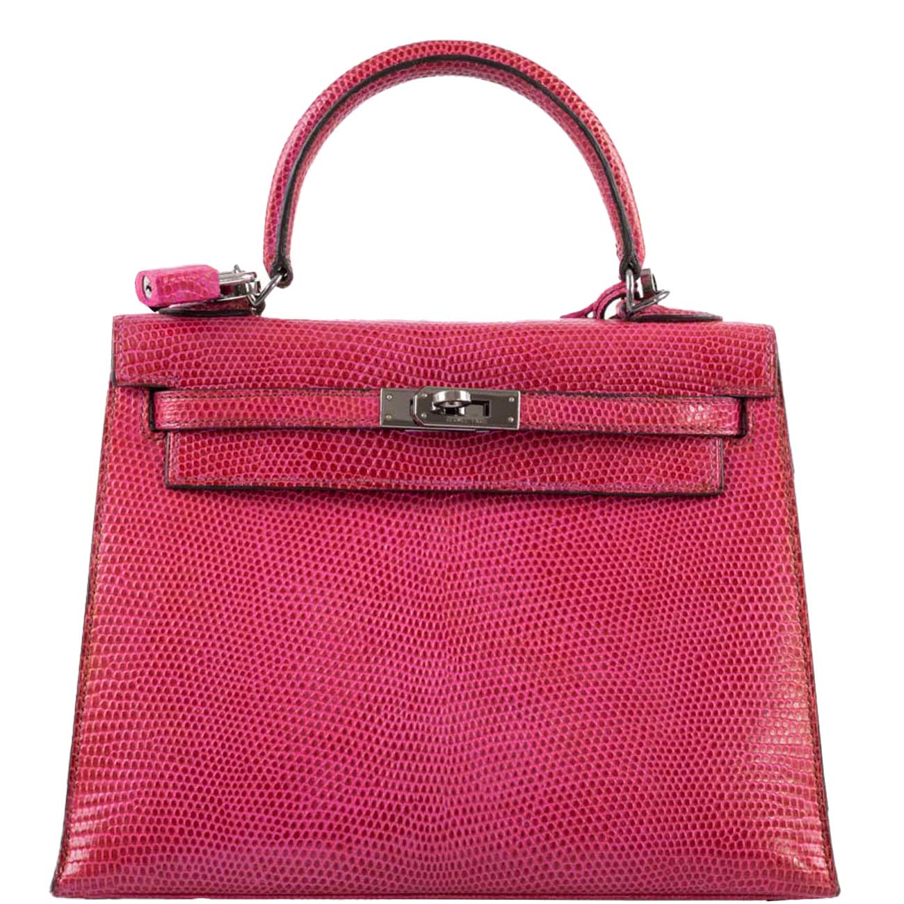 Hermes Kelly 25 Sellier Fuchsia Lizard
