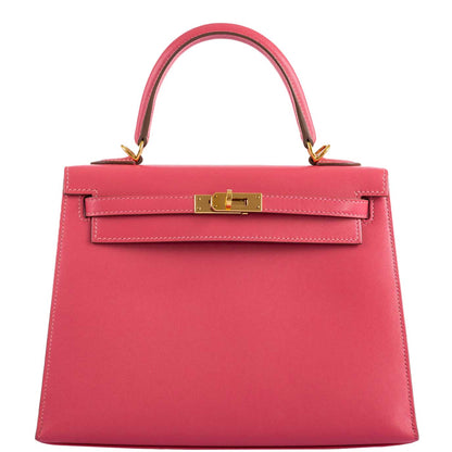 Hermes Kelly 25 Sellier Rose Lipstick Tadelakt
