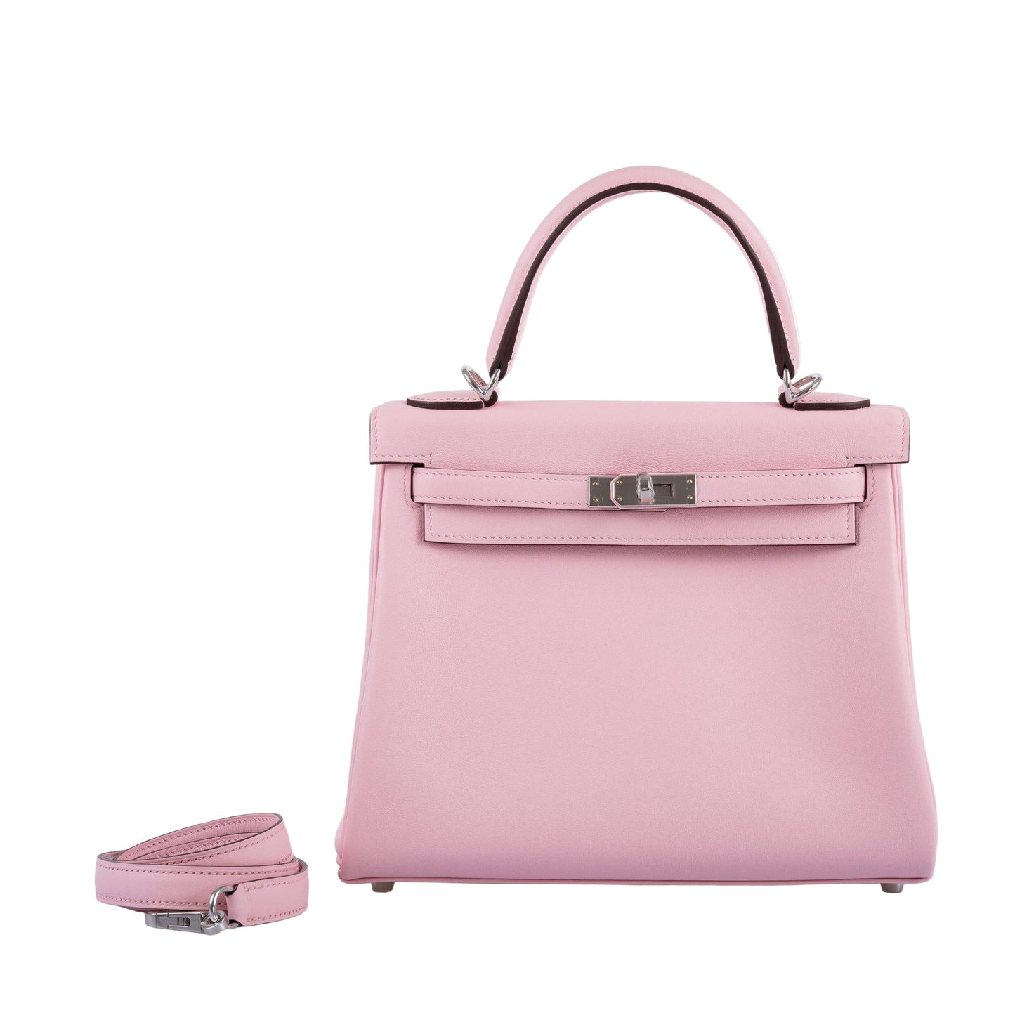Hermes Kelly 25 Retourne Rose Sakura Swift leather Palladium Hardware - 2019, D