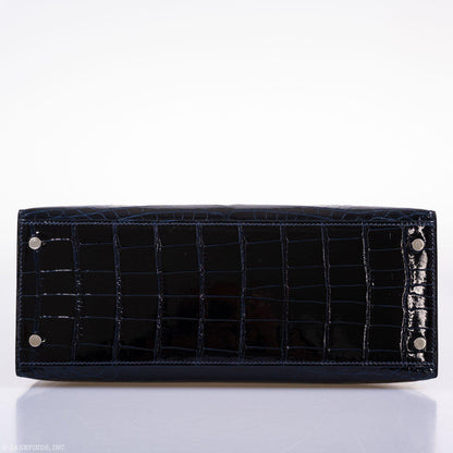 Hermes Kelly 28 Sellier Verso Blue Marine Palladium Hardware - 2019, D