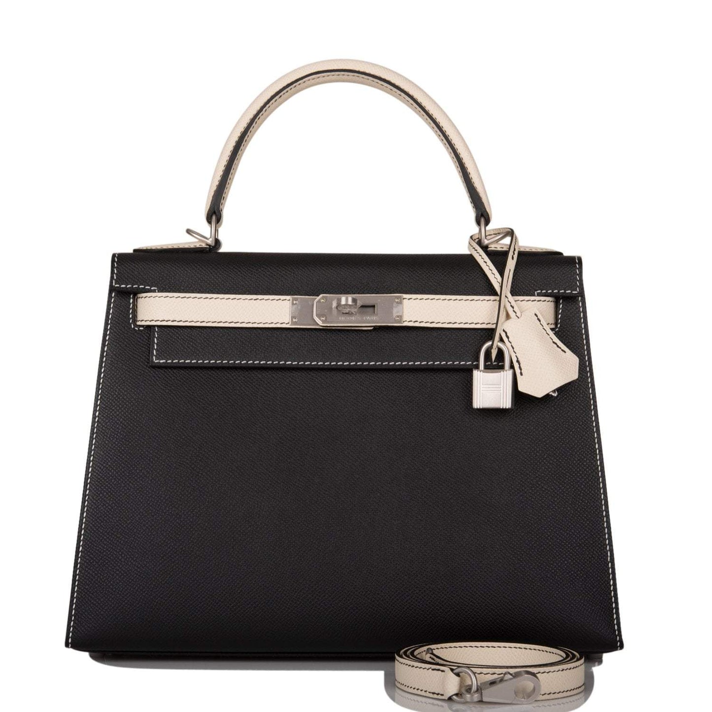 Hermes Kelly 28 Bi-Color Black Craie