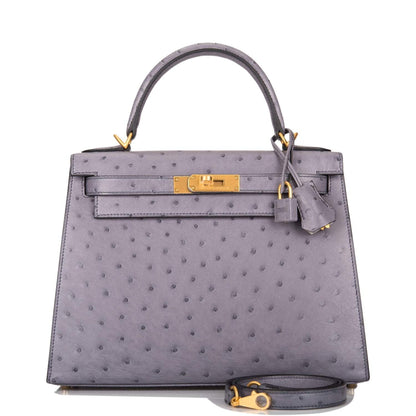 Hermes Kelly 28 Bi-Color Gris Agate Gris Perle Ostrich