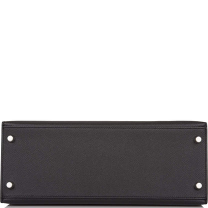 Hermes Black Epsom Sellier Kelly 28cm Palladium Hardware