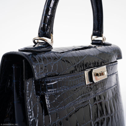Hermes Kelly 28 Sellier Verso Blue Marine Palladium Hardware - 2019, D