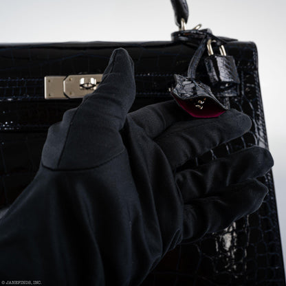 Hermes Kelly 28 Sellier Verso Blue Marine Palladium Hardware - 2019, D
