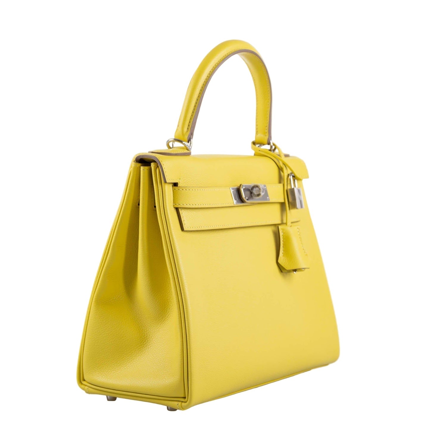 Hermes Kelly 28 Retourne Lime Evercolor leather Palladium Hardware