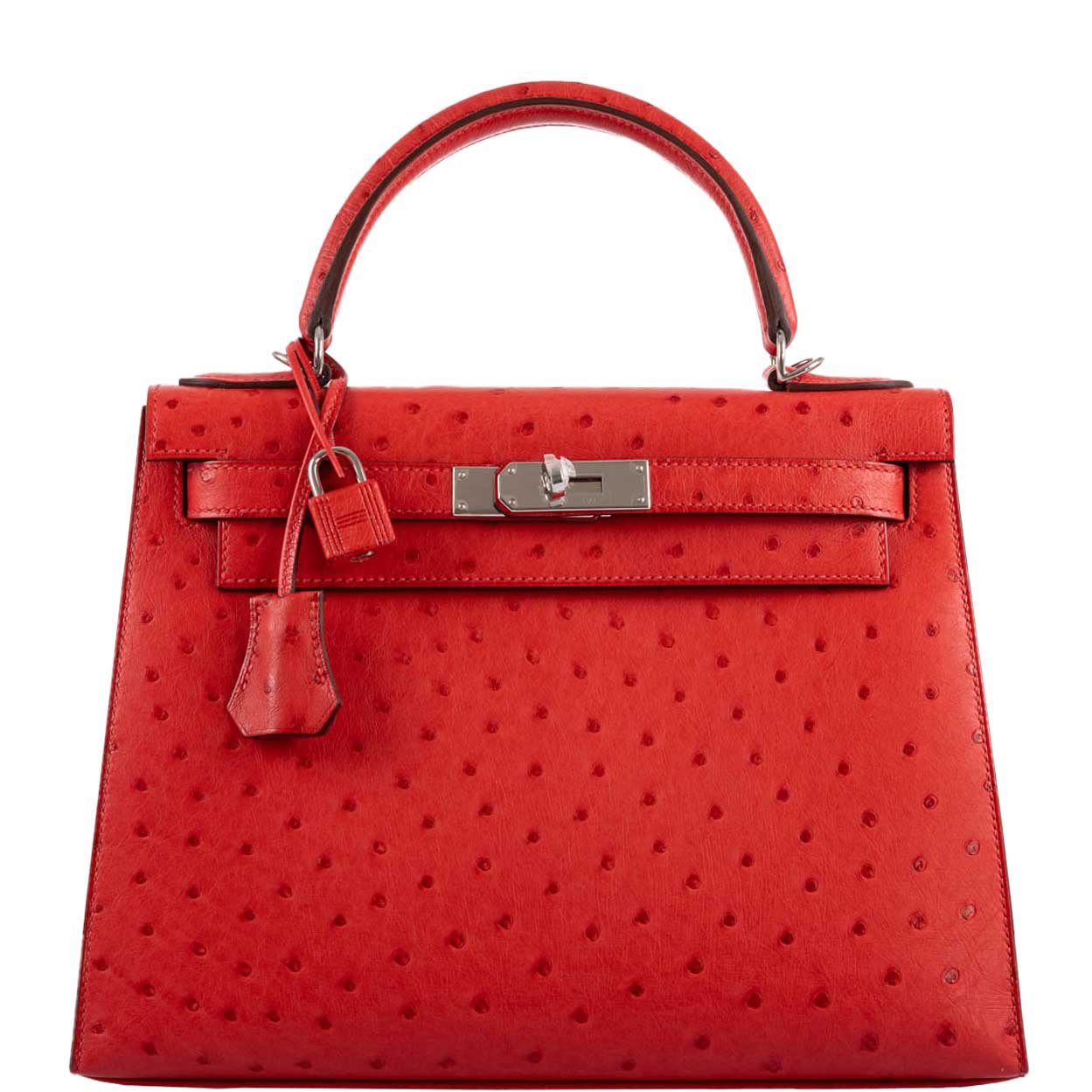 Hermes Kelly 28 Sellier Rouge Vif Ostrich