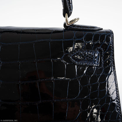 Hermes Kelly 28 Sellier Verso Blue Marine Palladium Hardware - 2019, D