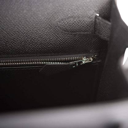 Hermes Black Epsom Sellier Kelly 28cm Palladium Hardware