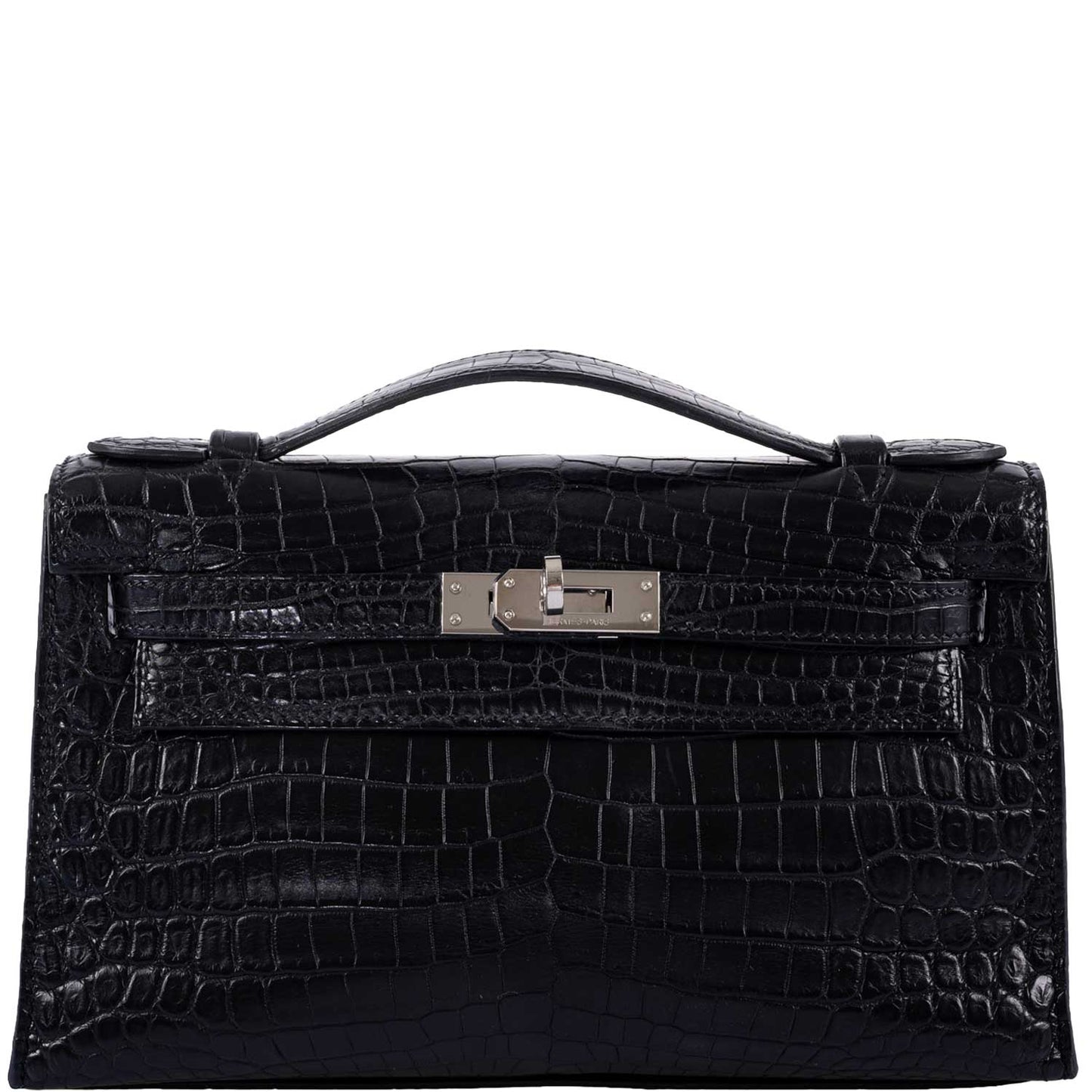 Hermes Kelly Pochette Black Matte Niloticus Crocodile