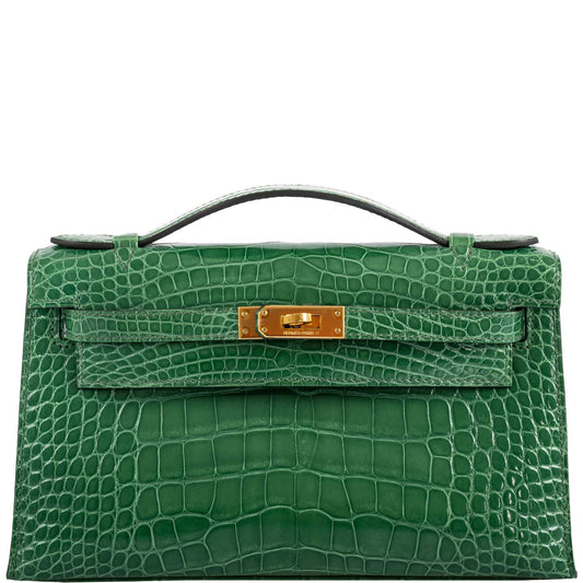 Hermes Kelly Pochette Cactus Alligator